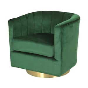 Zeyer Copper and Emerald Velvet Channel Stitch Swivel Club Chair