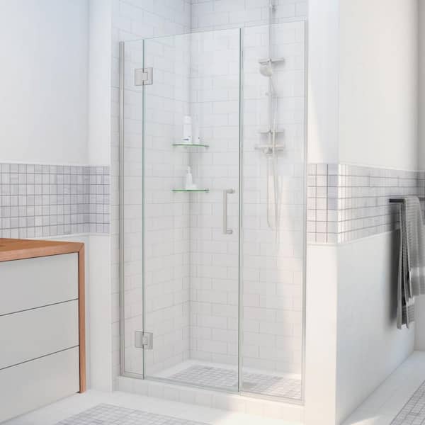 DreamLine Unidoor-X 51.5 to 52 in. x 72 in. Frameless Hinged Shower Door in Brushed Nickel