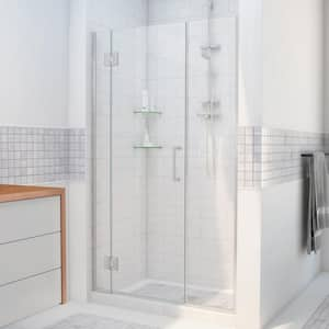 Unidoor-X 72 to 72.5 in. x 72 in. Frameless Hinged Shower Door in Brushed Nickel