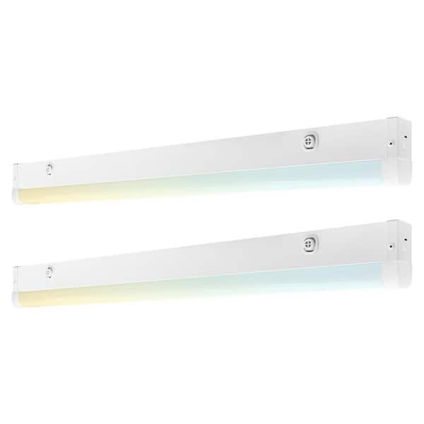 24 In. Integrated LED Linear Light, 3CCT, 15/20/25W, 1950-3250LM, Dimmable, 120-277V, Commercial Shop Light, DLC 2 Pack