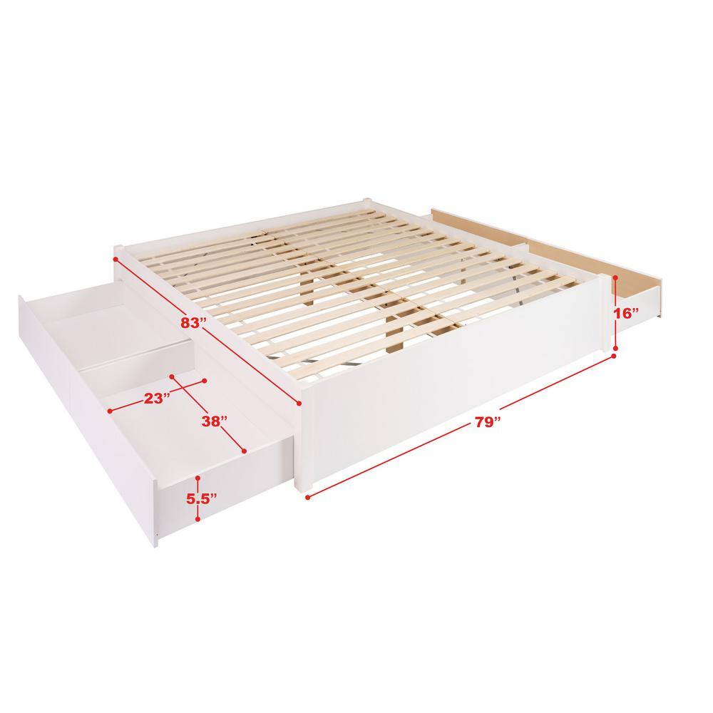 White King 4-Post Platform Bed with Storage Drawers
