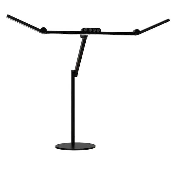 BIBIVIS 28.2 in. Black Architect Desk Lamp, 24W Bright Auto Dimming Table Light with Rotatable Swing Arm for Workbench Computer
