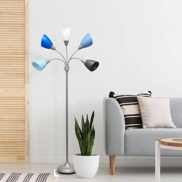Simple Designs 67 in. Silver Floor Lamp Contemporary Multi Head