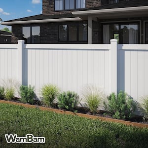 WamBam 4 ft. H x 6 ft. W No Dig Westport White Vinyl Flat Top Privacy Fence Panel with Post and Anchor