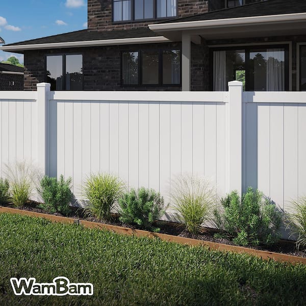 4 ft. H x 6 ft. W No Dig Westport Flat Top White Vinyl Privacy Fence Panel with Post and Anchor