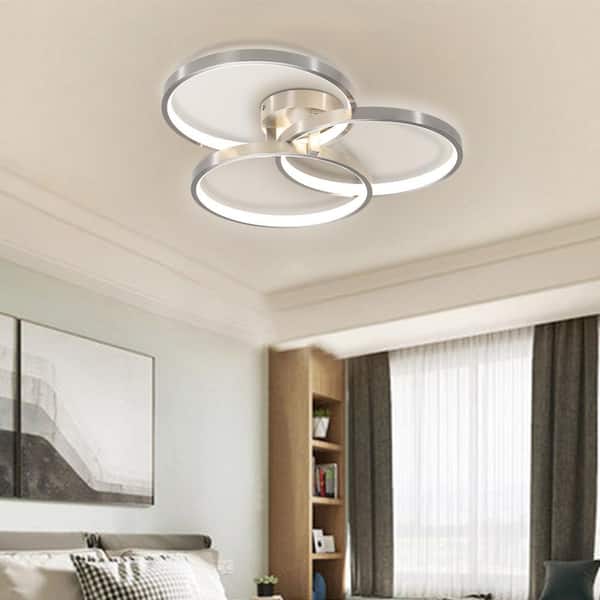 19.7 in. 1-Light Brushed Nickel Integrated LED Semi-Flush Mount Ceiling Lighting