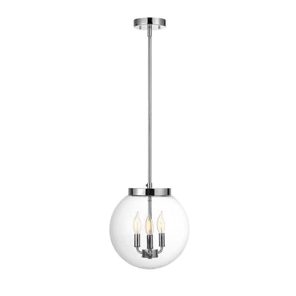 Globe Electric Sevda 3-Light Chrome Chandelier with Clear Glass Shade