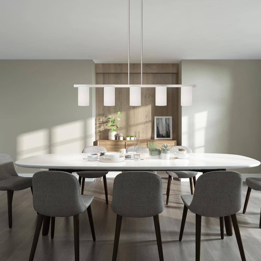 Astoria 5-Light Brushed Nickel Chandelier with Satin Opal Glass Shades