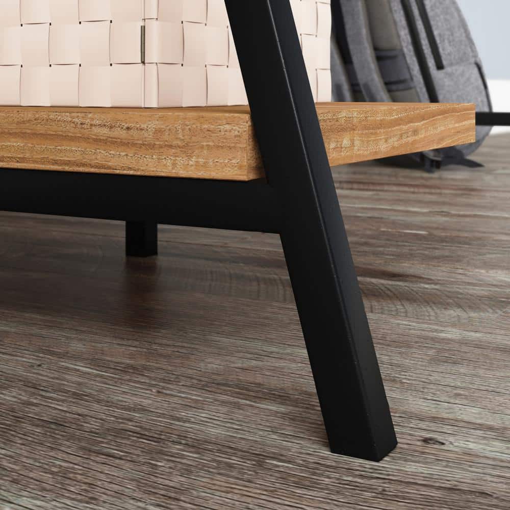 Sindoori Mango Wood Desk with Black Metal Hutch