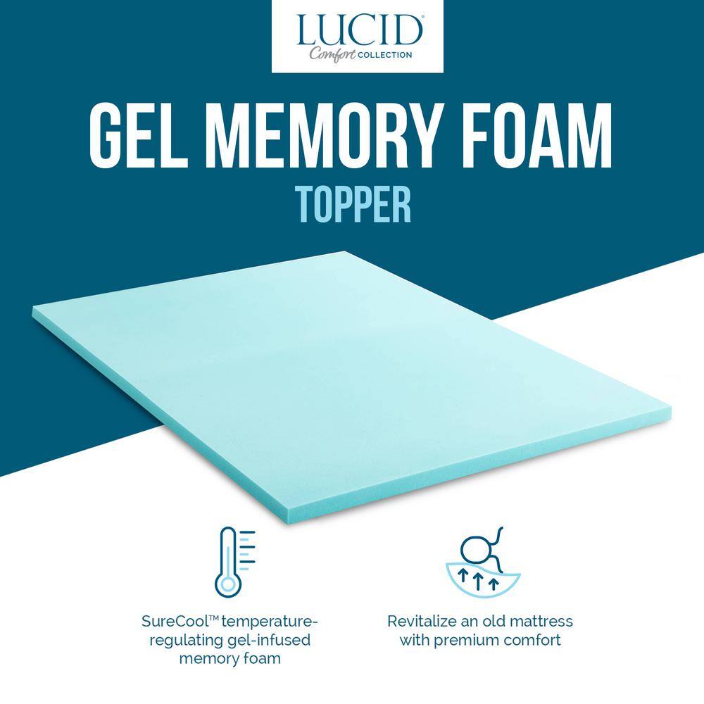 Lucid Comfort Collection 4 in. Gel and Aloe Infused Memory Foam Topper -  Queen HDLU40QQ30GT - The Home Depot