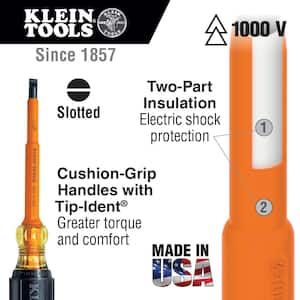 3/16 in. Cabinet-Tip Flat Head Insulated Screwdriver with 4 in. Round Shank- Cushion Grip Handle