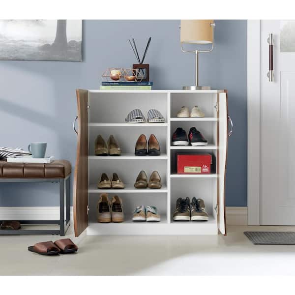 33.4 in. H x 31.5 in. W White Wood Shoe Storage Cabinet