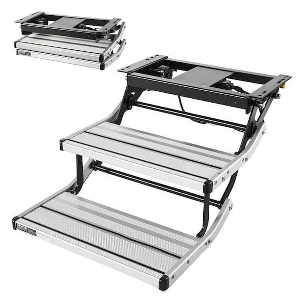 RV Steps, 2-Step, 440 lbs. Load Capacity, Electric Retractable RV Stairs, Telescopic Folding Aluminum Alloy Camper Steps
