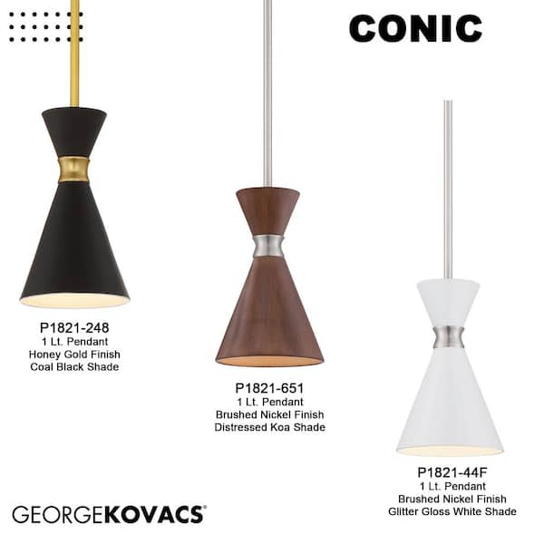 George Kovacs Conic 1-Light Brushed Nickel Mini Pendant with