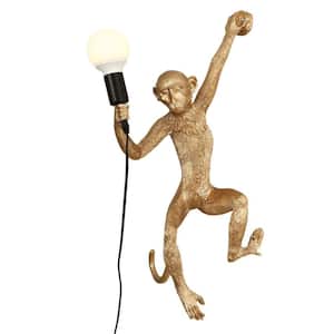 1-Light Gold Vintage Resin Creative Monkey Wall Sconce Decorative Hanging Lamp