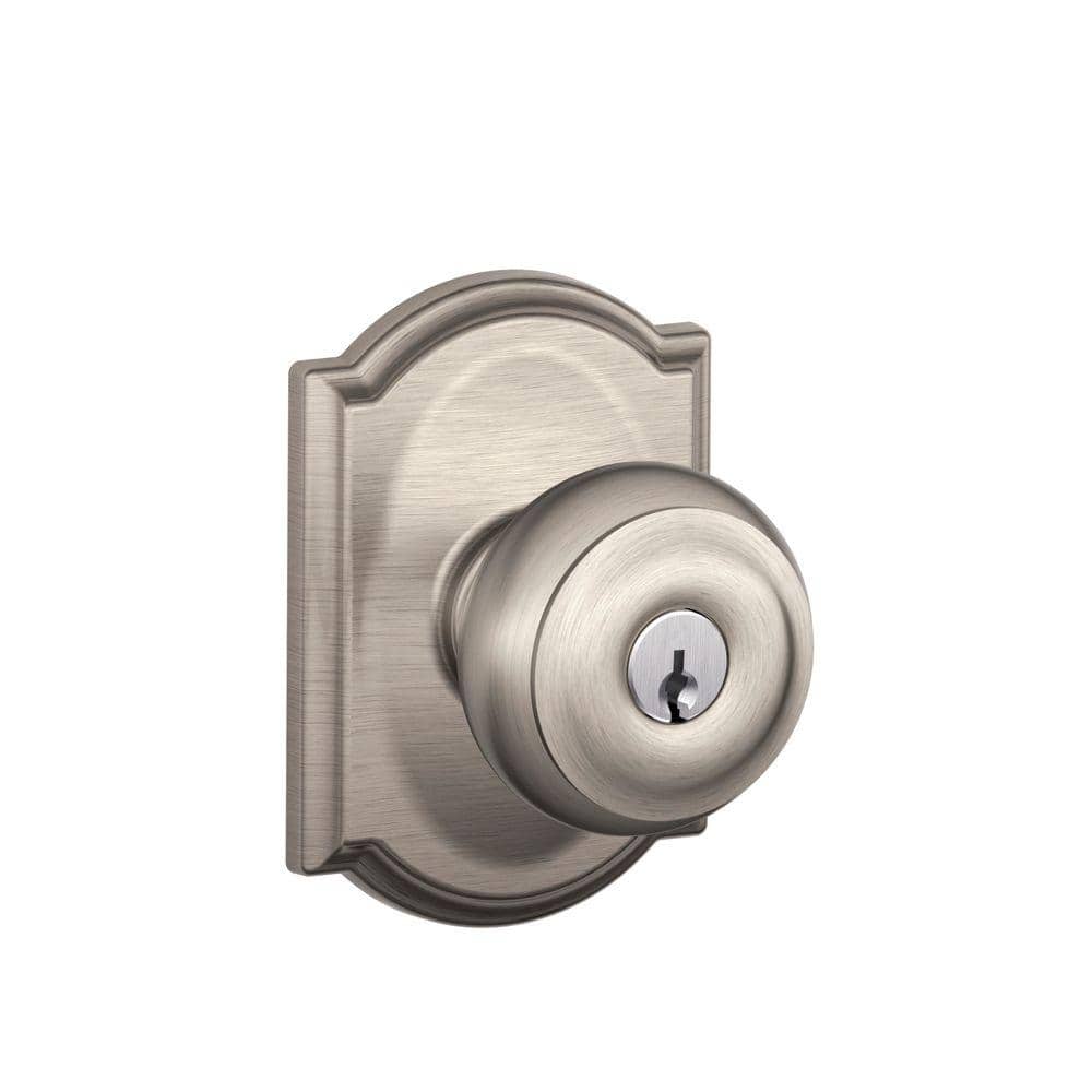 Georgian Satin Nickel Keyed Entry Door Knob with Camelot Trim price history on PriceWatchPro