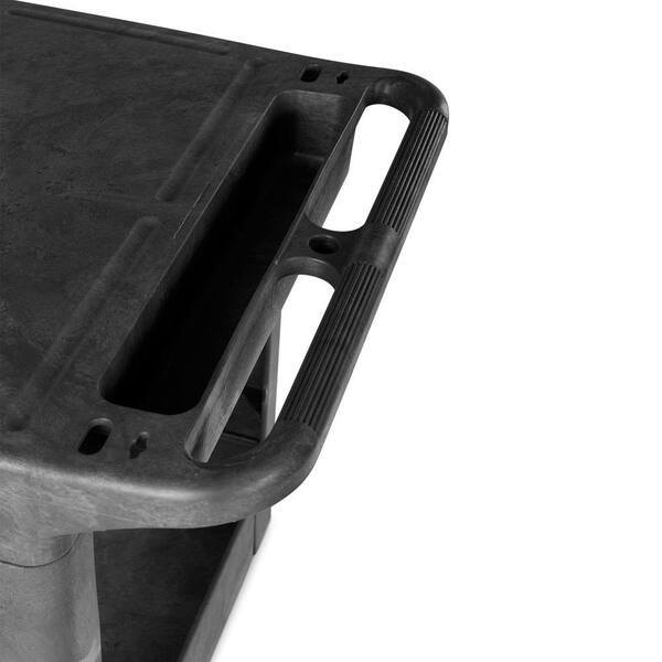 Toter - 550 lbs. Capacity 44 in. x 25.3 in. x 32.3 in. Black Plastic 2-Tier 4-Wheeled Flat Top Straight Handle Utility Cart