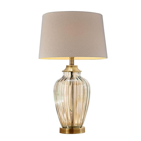 HomeRoots 28.5 in. Bronze Standard Light Bulb Urn Bedside Table Lamp