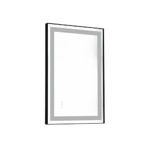 24 in. W x 36 in. H Large Rectangular Aluminium Framed LED Light Bathroom Vanity Mirror in Matte Black