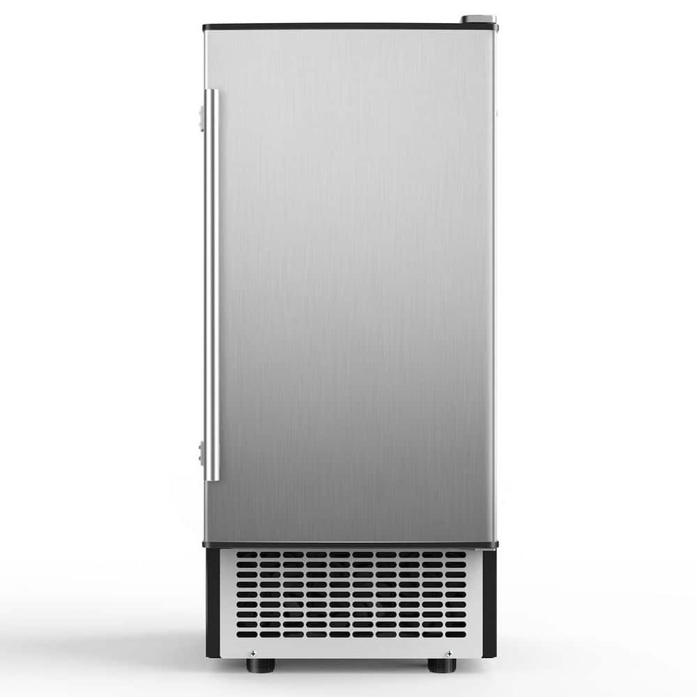 14.96 in. 120 lbs./24H Full Size Cube Commercial Freestanding Ice Maker in Stainless Steel with 30 lbs. Ice Storage Bin