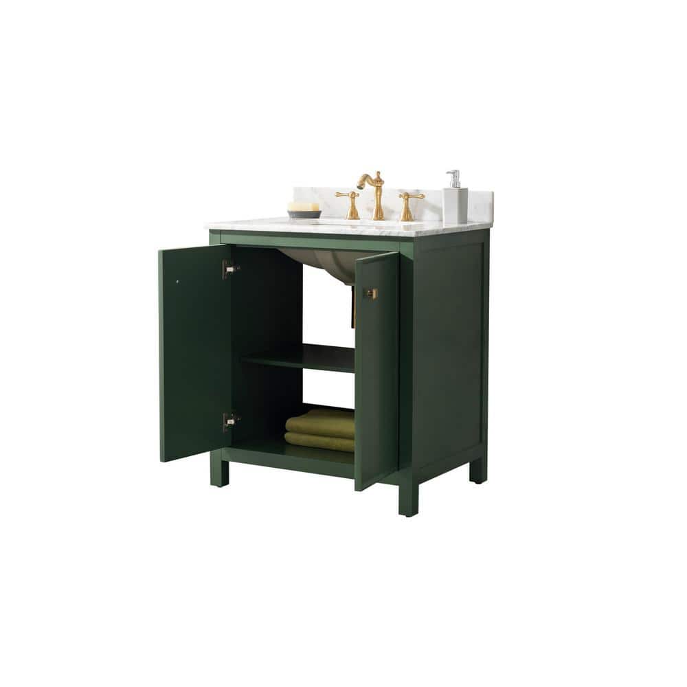 Vogue Green 30" Sink Vanity Cabinet with Carrara White Top