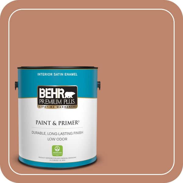 BEHR PREMIUM PLUS 1 gal. #QE-03 Clay Ground Satin Enamel Low Odor Interior Paint & Primer