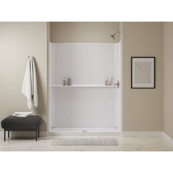 Sterling Traverse 34 in. W x 72.25 in. H 2-Piece Direct-to-Stud Shower End Wall Set in White