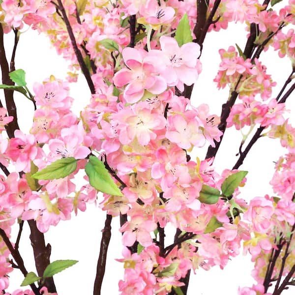 8.5 ft. Pink Artificial Cherry Blossom Flower Tree in Pot