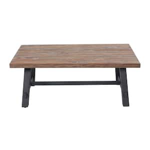 Adam 48 in. Brown/Black Rectangle Solid Wood Top Coffee Table