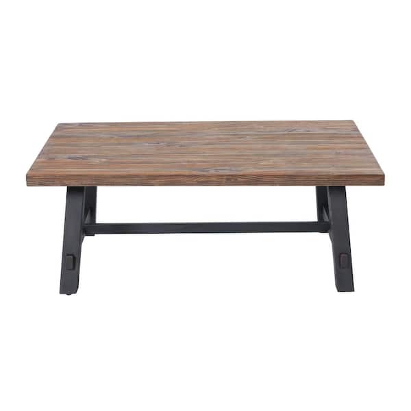 Alaterre Furniture Adam 48 in. Brown/Black Rectangle Solid Wood Top Coffee Table