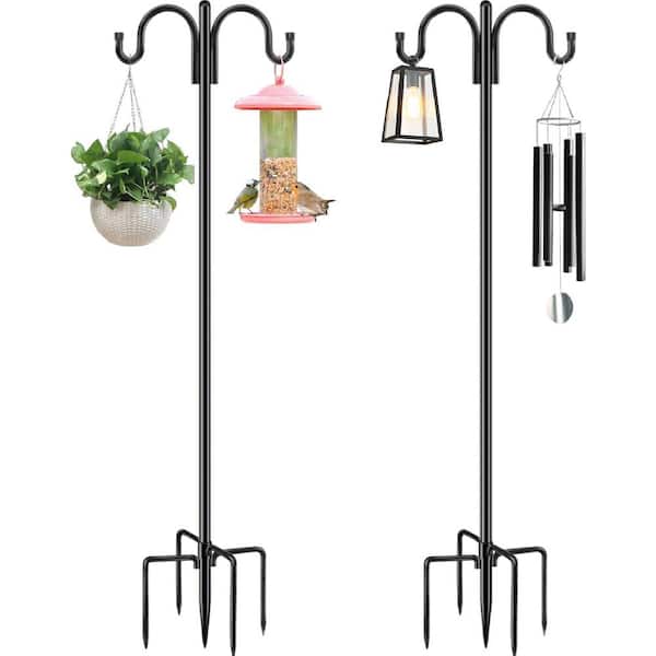 Adjustable Double Shepherds Hook 79 in. with 5-Prongs Base 2-Pack Iron