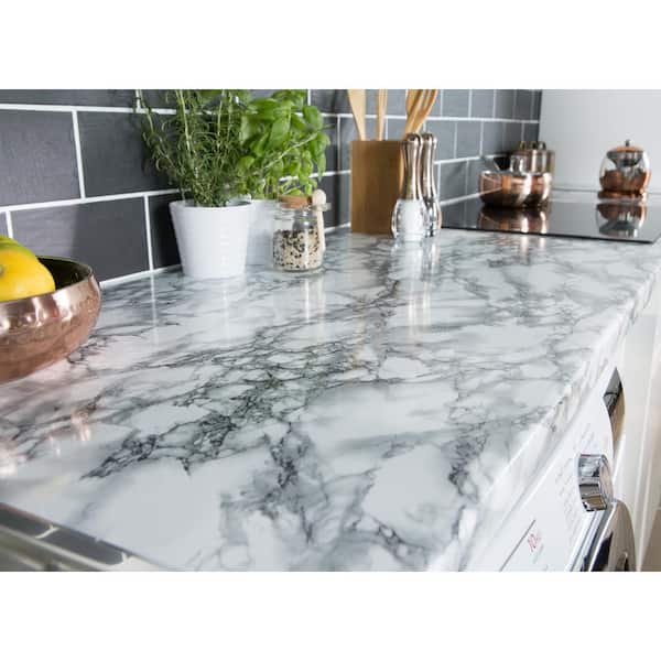Marble White Self Adhesive Vinyl, Sticky Laminate For Countertops