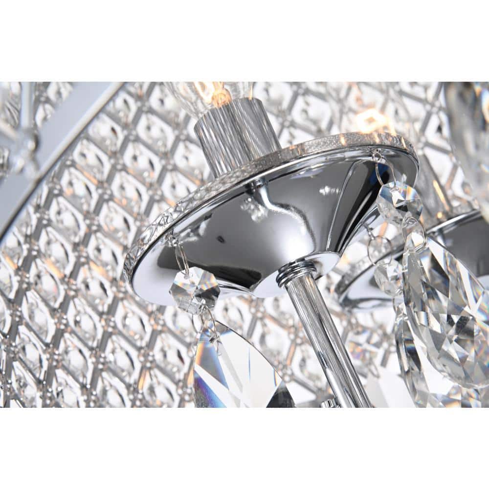 Chrome Mini Crystal Candle Drum Chandelier, 22"