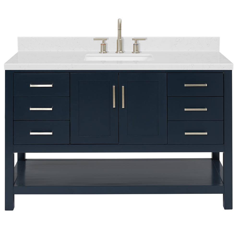 Midnight Blue 54" Freestanding Single Basin Vanity with Quartz Top