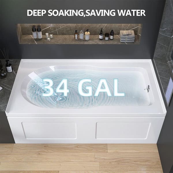 Zeafive Sot 60 in. x 32 in. Alcove/Apron Front Soaking Bathtub
