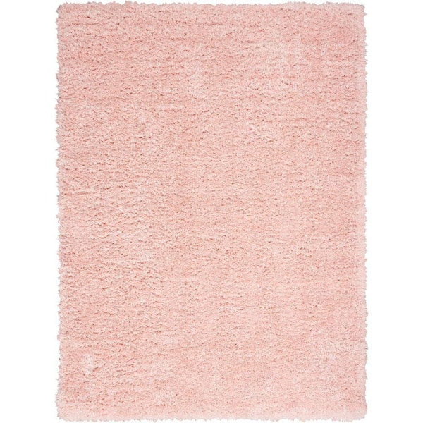 Nourison Lush Shag Blush 5 ft. x 7 ft. Abstract Plush Contemporary Area Rug