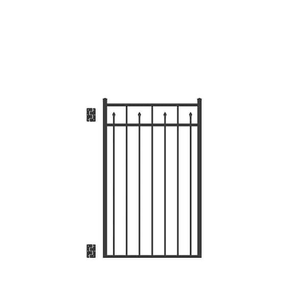 Barrette Outdoor Living Brilliance Standard-Duty 3 ft. W x 4.5 ft. H Black Aluminum Straight Pre-Assembled Fence Gate
