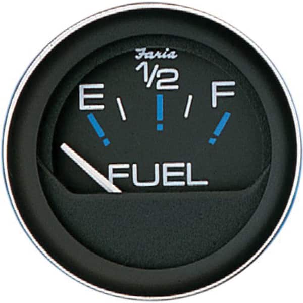 Faria Coral Fuel Gauge (E-1/2-F) - 2 in., Black