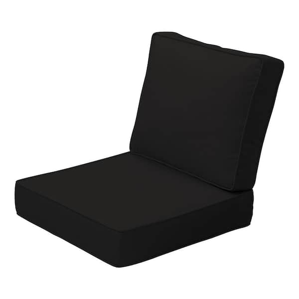 ARDEN SELECTIONS ProFoam 24 in. x 24 in. 2-Piece Deep Seating Outdoor Lounge Chair Cushion in Onyx Black