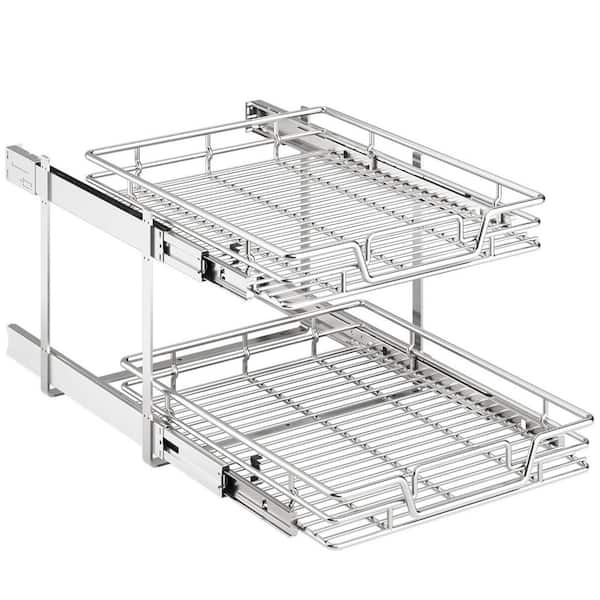 18" W x 21 D 2-Tier Kitchen Cabinet Pull Out Cabinet Organizer, Slide Out Pantry Storaqe Basket in Multiple Sizes