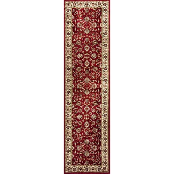 Barclay Sarouk Red 2 ft. 7 in. x 9 ft. 6 in. Traditional Floral Runner Rug