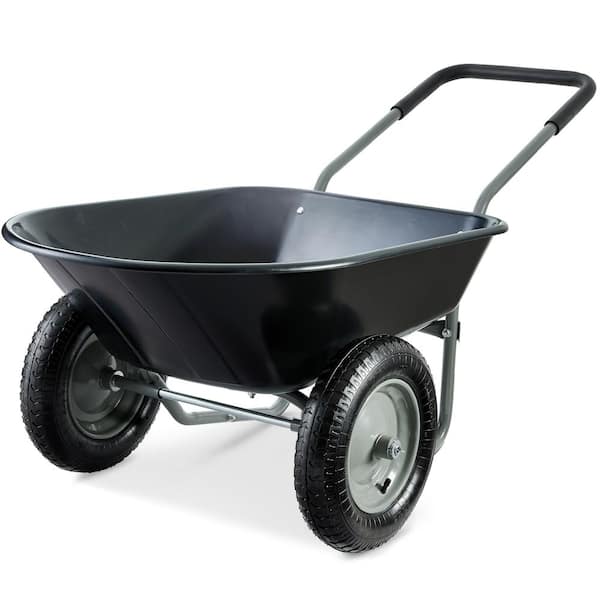 Best Choice Products 5 cu. ft. Black Plastic Wheelbarrow with Padded ...