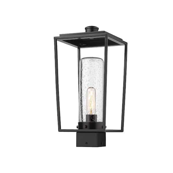 Unbranded Sheridan 17 in. 1-Light Black Aluminum Hardwired Outdoor Weather Resistant Post Light Square Fitter w/No Bulb Included