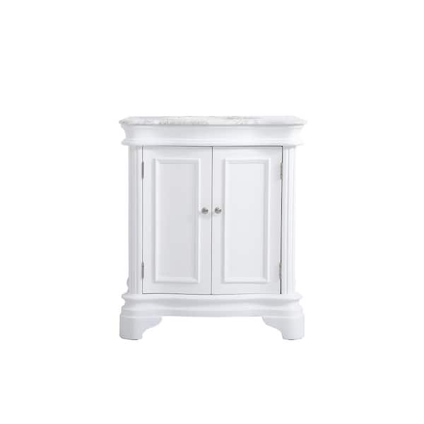 Unbranded Timeless Home 30 in.W x 21.5 in.D x 35 in.H Single Bath Vanity in White with Marble Vanity Top in White with White Basin