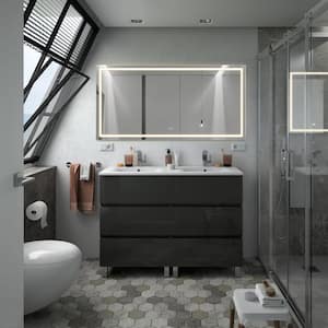 72 in. W x 36 in. H Frameless Rectangular LED Light Bathroom Vanity Mirror