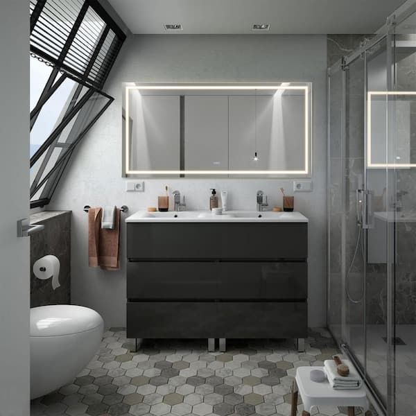 Boyel Living 72 in. W x 36 in. H Frameless Rectangular LED Light Bathroom Vanity Mirror