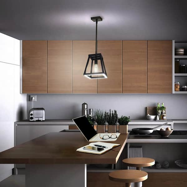 Katalyst 60-Watt 1-Light Matte Black Modern Adjustable CCT and 3-Light Modes Integrated LED Pendant Light