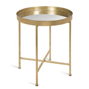 Celia 18.25 in. Gold Round Glass End Table