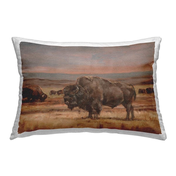 Stupell Industries Bison Herd in Countryside Outdoor Printed Throw Pillow by Ethan Harper