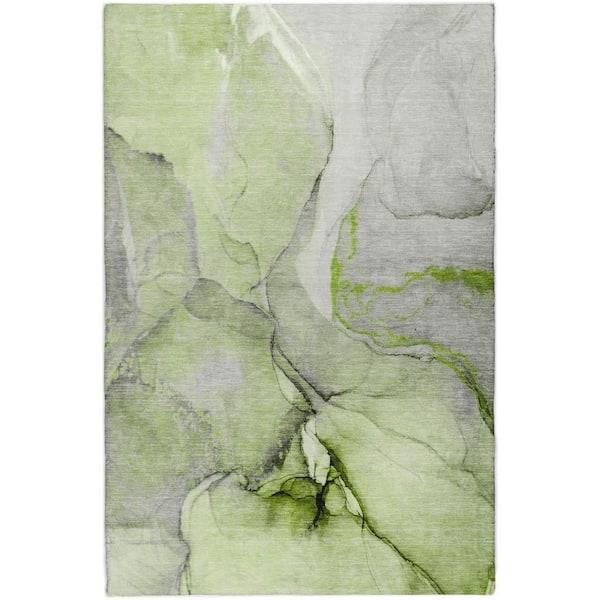 Dream Shag Premium Machine Washable Abstract ADS506 Green 5 ft. x 7 ft. 6 in. Area Rug